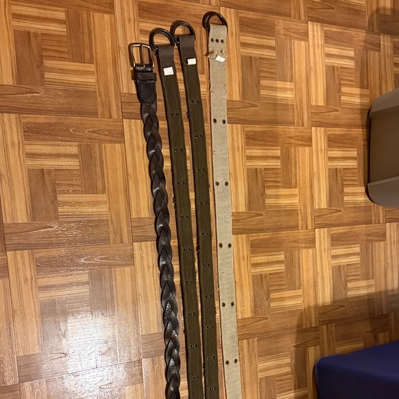 Abercrombie & Fitch Other - Men's Leather & Fabric Belt Set - Brown, Olive Beige Braided Abercrombie & Fitch